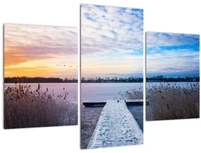 Obraz - Zamrznuté jazero, Ełk, Mazury, Poľsko (90x60 cm)