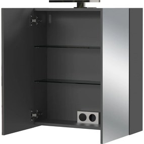 Antracitová závesná/so zrkadlom kúpeľňová skrinka 60x71 cm Arcena – Germania