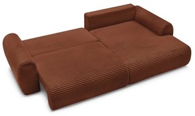 Menčestrová rozkladacia rohová pohovka v tehlovej farbe (pravý roh) Lucien – Bobochic Paris