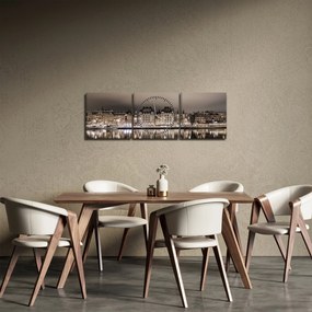 Obraz mesta v šere (s hodinami) (90x30 cm)