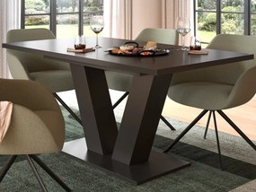 Rozkladací jedálenský stôl Moteon 150x90 cm, sivý/sivý, podnož V