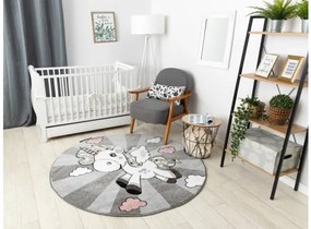 Koberec KRUH PETIT UNICORN JEDNOROŽEC sivý