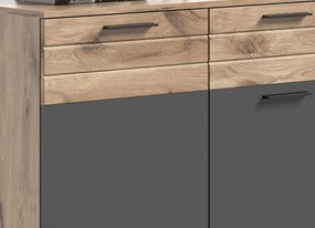 Široká komoda so zásuvkou Mason, dub/šedá