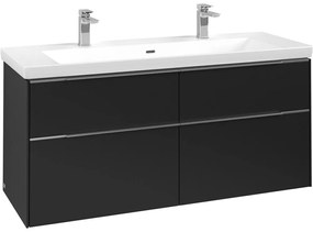 VILLEROY &amp; BOCH Subway 3.0 závesná skrinka pod umývadlo, 4 zásuvky, 1272 x 478 x 429 mm, Volcano Black, C60200VL