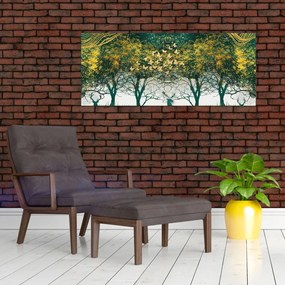 Obraz - Jelene v zelenom lese (120x50 cm)