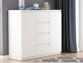 Široká komoda so 4 zásuvkami Carlos, biela, 120 cm%