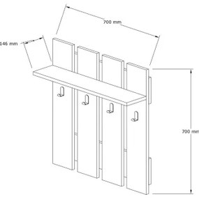 Nástenný vešiak MITA 70x70 cm antracit/hnedá