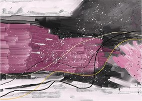 Sklenený obraz - Ružovo-čierna abstrakcia (70x50 cm)