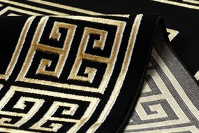 Koberec ALLURE 1968 grécky kľúč / rám, štruktúrovaný / glamour, čierny / zlatý