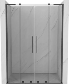 Mexen Velar L Duo, posuvné sprchové dvere do otvoru 140 cm, 8mm číre sklo, grafit brúsený, 871-140-003-02-66