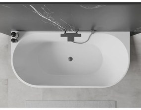 Mexen Oval, voľne stojaca nástenná vaňa 160 x 80 cm, biela-čierna, grafitový prepad, 52671608075-66