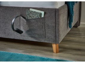 Sivá čalúnená rohová detská posteľ s úložným priestorom s roštom 140x200 cm Fun – Meise Möbel