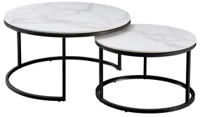 Set 2 konferenčných stolíkov Lastras (mramor biely + oceľ čierna) . Vlastná spoľahlivá doprava až k Vám domov. 1096919
