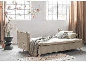 Béžová zamatová rozkladacia pohovka 225 cm Charming Charlie – Miuform
