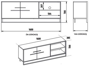 Dizajnový TV stolík Abequa 160 cm biely