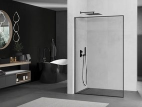 Mexen Kioto L, sprchová zástena Walk-In 70 x 200 cm, 8mm číre sklo čierny vzor, grafitový profil, 800-070-103-66-70