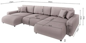 Svetloružová menčestrová rozkladacia/s úložným priestorom rohová pohovka Sara – Ropez