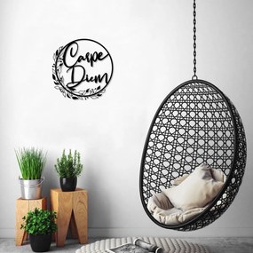 Nástenná kovová dekorácia CARPE DIEM čierna