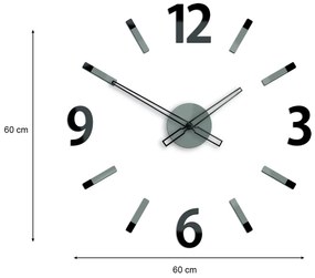 3D nalepovacie hodiny Will sivo-čierne