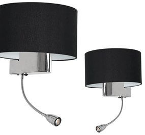 EUlight Nástenné svietidlo Napoli, 1x čierne textilné tienidlo + 1xLED 1w, ch