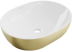 Mexen Viki umývadlo na dosku 48 x 35 cm, biela/Zlatá čiarový vzor - 21054817