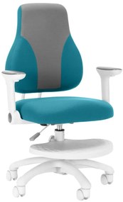 Detská rastúca stolička Neoseat KINDER WHITE — látka, šedá / tyrkysová