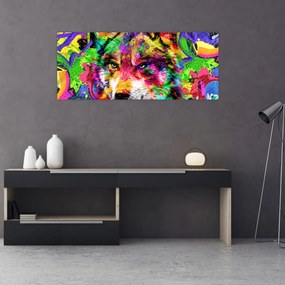 Obraz - Vlk s graffiti (120x50 cm)