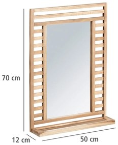 Nástenné zrkadlo s poličkou s dreveným rámom 50x70 cm Acina – Wenko