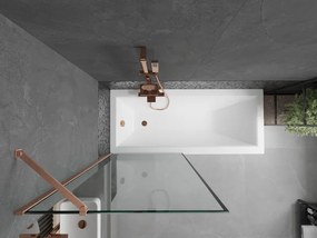 Mexen Next, 1-krídlová vaňová zástena 80 x 150 cm, 6mm číre sklo - čierny vzor, medená matná, 895-080-000-00-70-65