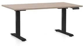 Výškovo nastaviteľný stôl OfficeTech C, 140 x 80 cm, čierna podnož, dub