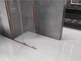Mexen Velar, posuvné dvere do otvoru typ Walk-In 80 cm, 8mm číre sklo, medená matná, 871-080-000-03-65