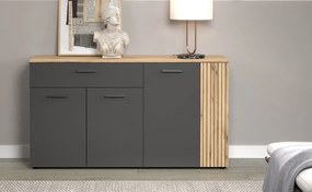 Komoda so zásuvkou Esteban 150 cm, antracit/dub evoke