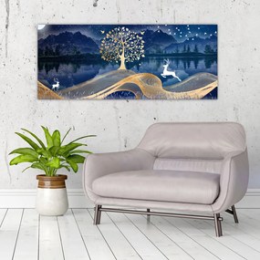 Obraz jeleňov pri splne (120x50 cm)