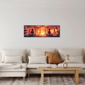 Obraz - Jóga v prírode (s hodinami) (90x30 cm)