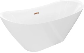 Mexen Lotos, voľne stojaca vaňa 180 x 75 cm, biela, ružové zlato prepad, 52051807700-60