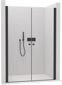 Cerano Antelo, 2-krídlové sprchové dvere do otvoru 88x190 cm, 6 mm číre sklo, čierny matný profil, CER-CER-432349