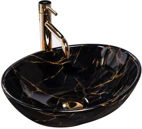 Rea Sofia Marble, umývadlo na dosku 41x35 cm, čierna-vzor, REA-U5611