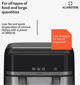 Klarstein VitaFry Duo Elegance, teplovzdušná fritéza, 2850 W, 9 l, 2 varné zóny, 6 programov