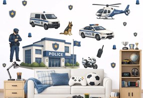 Na policajnej stanici nálepky na stenu pre chlapcov hárok 75 x 45 cm