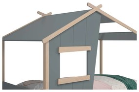 Domčeková detská posteľ sivozelená z borovicového dreva s roštom 90x190 cm Luba – Marckeric
