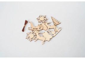 Súprava 10 drevených vianočných dekorácií Spira Medium