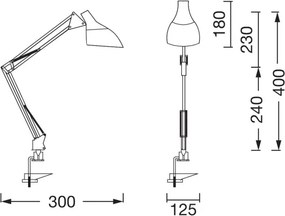 Osram - Stolová lampa so svorkou DESK LINE 1xE27/11W/230V čierna