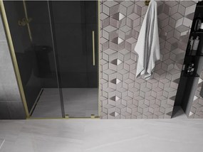 Mexen Velar L, posuvné sprchové dvere do otvoru 90 cm, 8mm šedé sklo, zlatá matná, 871-090-003-41-55