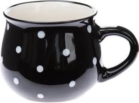 Hrnček chalupársky s bodkami, 230 ml, čierny%