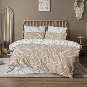Obliečky bavlnené Merlot hnedé  TiaHome - 2x Vankúš 90x70cm, 1x Paplón 200x220cm