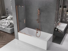 Mexen Velar, 2-krídlová posuvná vaňová zástena 95 x 150 cm, 8mm číre sklo, medená matná, 896-095-000-01-65