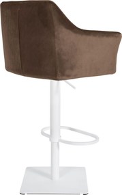 Barová stolička Damaso W - zamat, biely rám - Hnedá