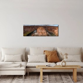 Obraz jazera v útese (s hodinami) (90x30 cm)