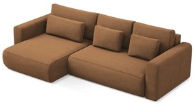 Terakotová rozkladacia/s úložným priestorom rohová pohovka (ľavý roh/s leňoškou) Kapua – Makamii