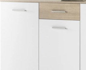 Komoda s policami/botník Manolo 136 cm, dub sonoma/biela